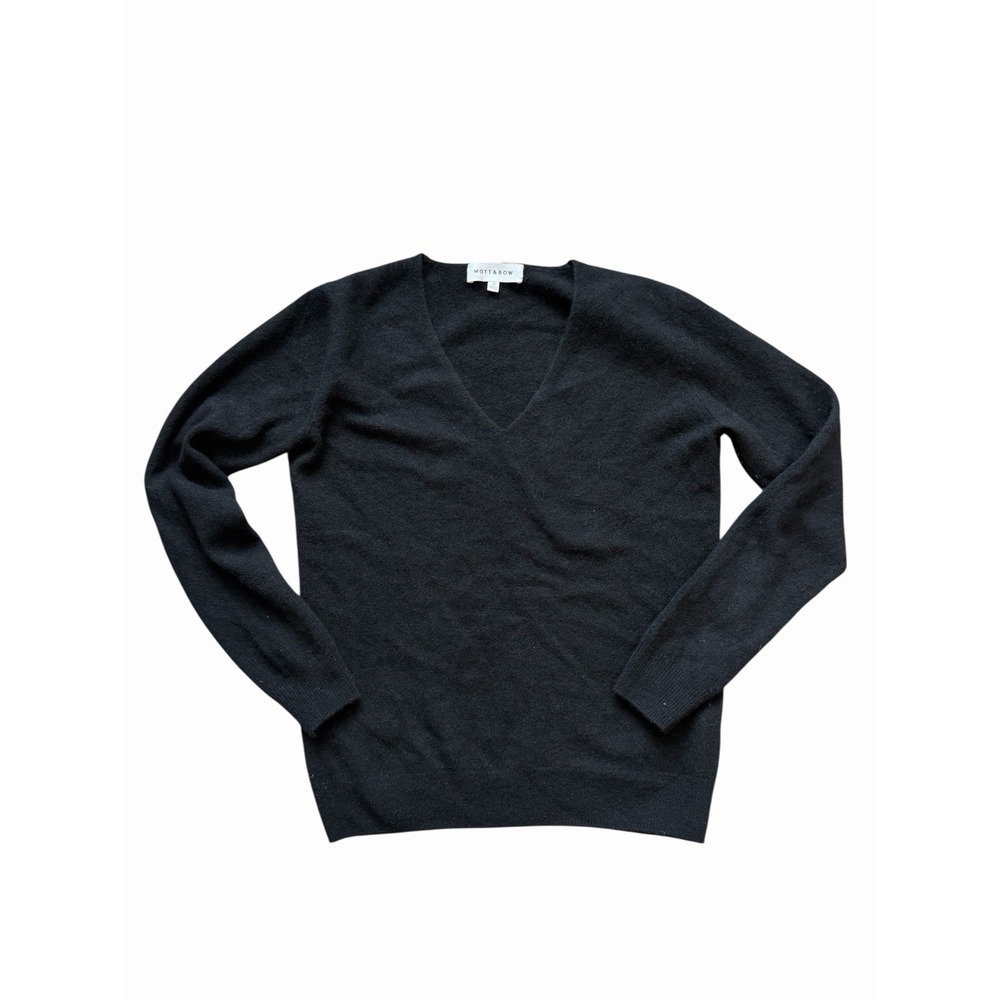Mott & Bow Sweater Mens Small Black 100%‎ Cashmere V Neck Pullover Classic
